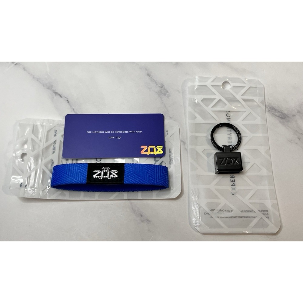 ZOX LOX Single Keychain Gunmetal W/ZOX "Nothing is Impossible" elastic wristband
